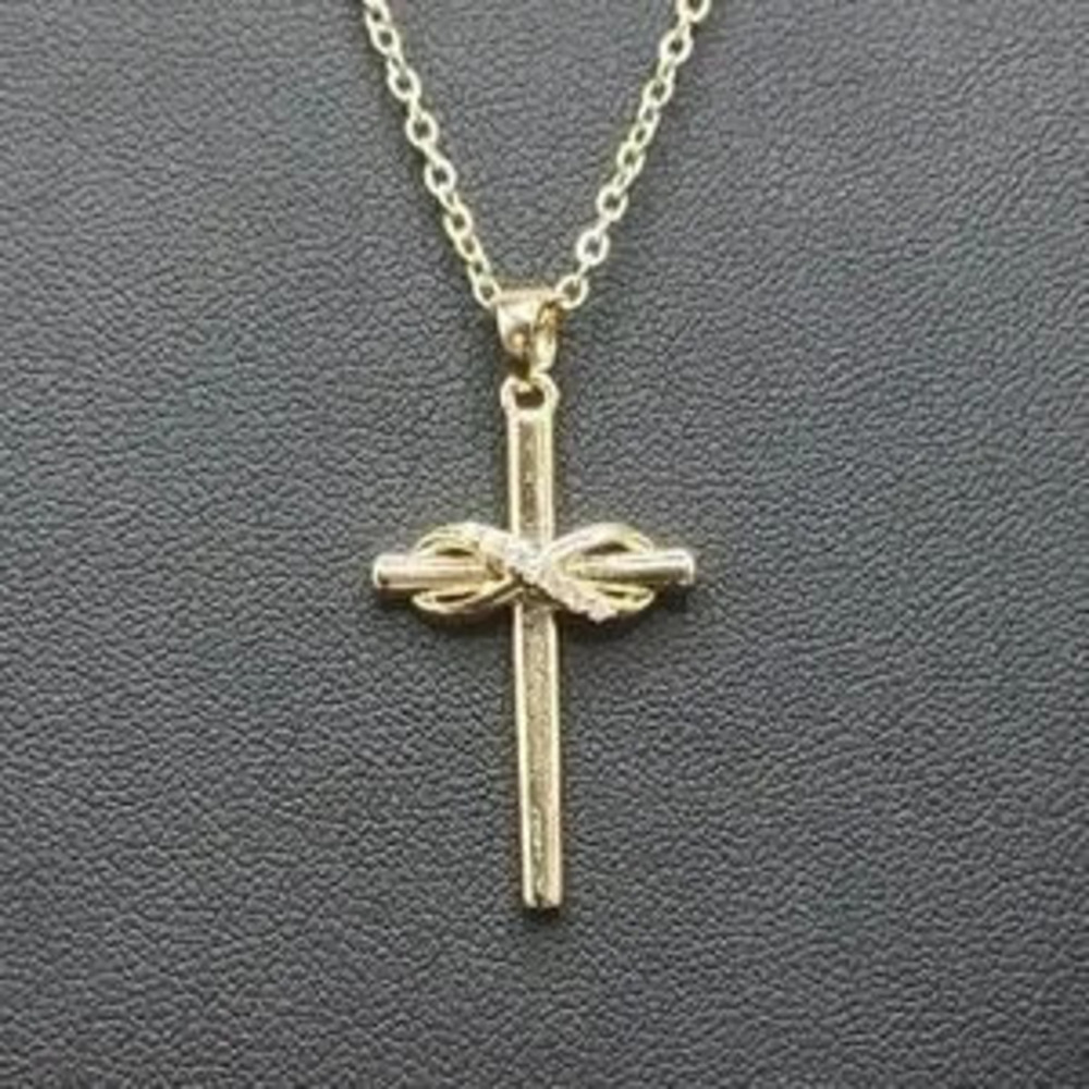 18K Gold Plated Infinity Cross CZ Diamonds Christian Jesus Christmas Birthday